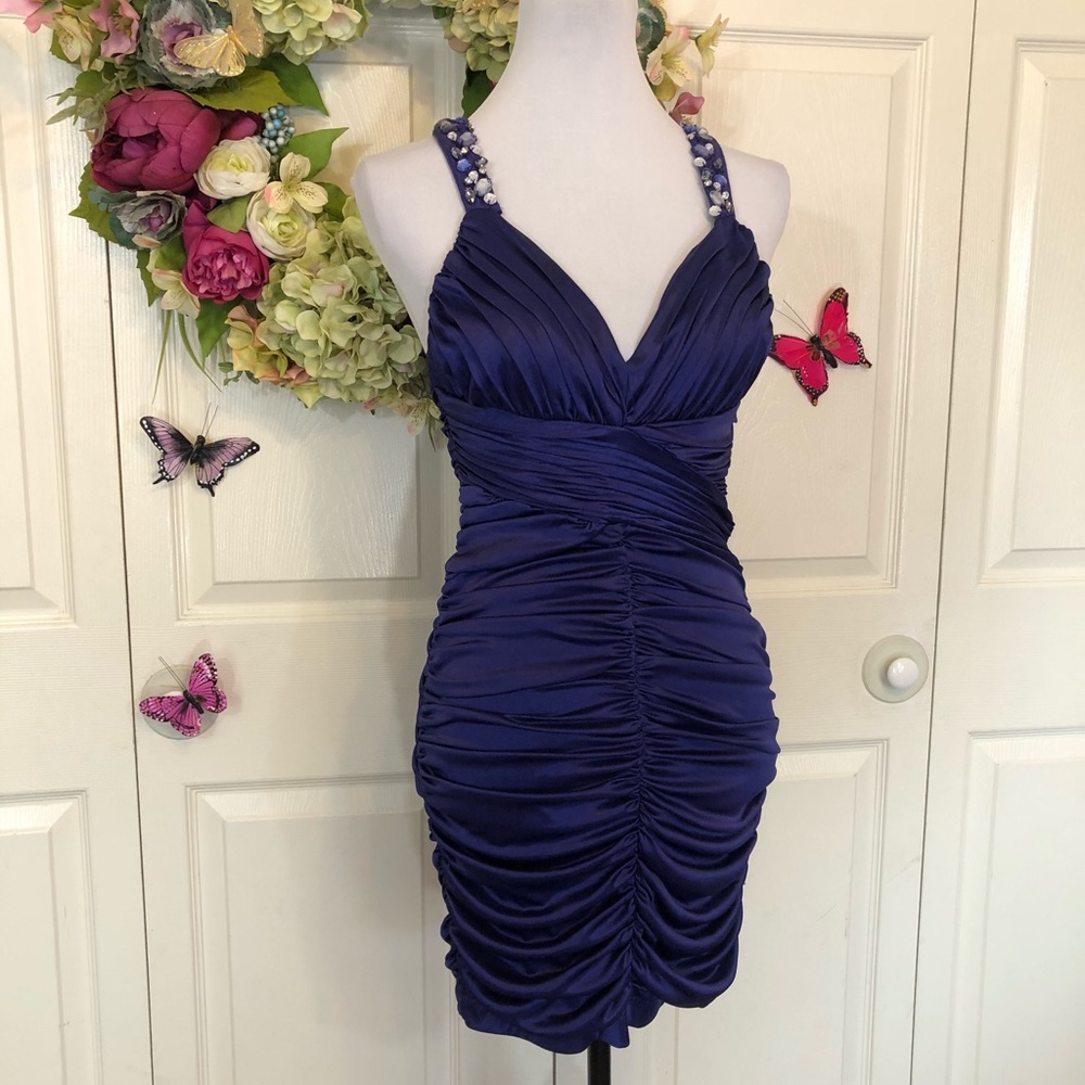Jewel Ruched Bodycon Mini Dress - Picture 7 of 13